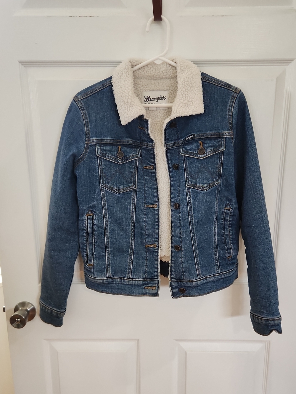 Wrangler Blue Denim Sherpa-Lined Jean Jacket